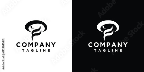 Natural mushroom logo design made with lines. Simple modern mushroom symbol logo