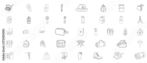 Travel and Adventure Gear Icons Collection travel essentials
