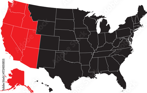  The Western States Highlighted on the USA Map 
