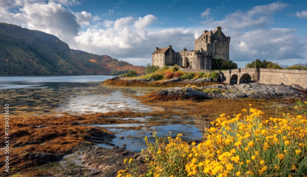 Fototapeta premium Autumnal Scottish Castle by Water