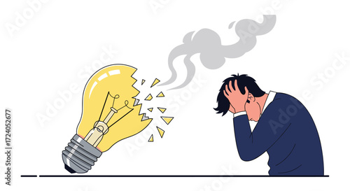 A businessman expresses his frustration after his brilliant idea breaks apart.