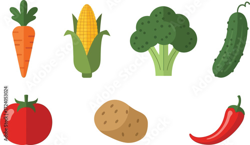 Assorted fresh vegetables grouped together food healthy eating vector