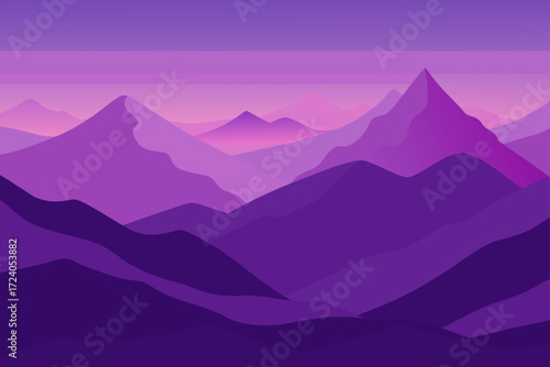 Purple mountain range landscape drawing