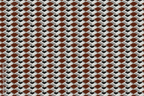 Geometric pattern with small 3D diamond shapes on a white background