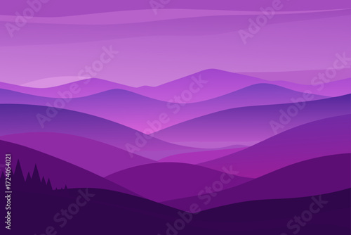 Purple mountains landscape illustration
