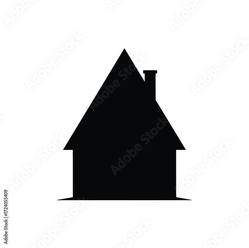 Illustration vector art for silhouette of a house with a chimney isolated on white background
