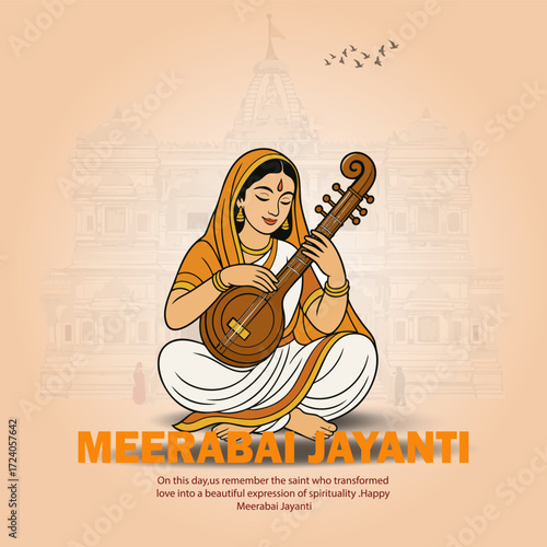  Meerabai Jayanti – Devotee of Lord Krishna Playing Veena