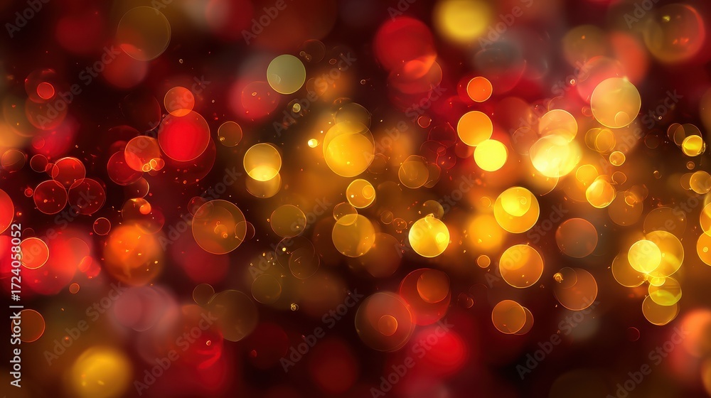 Obraz premium abstract bokeh lights in red and yellow creating a dreamy festive atmosphere