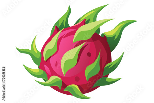 Fresh dragon fruit with its green scales showcases a vibrant tropical nature