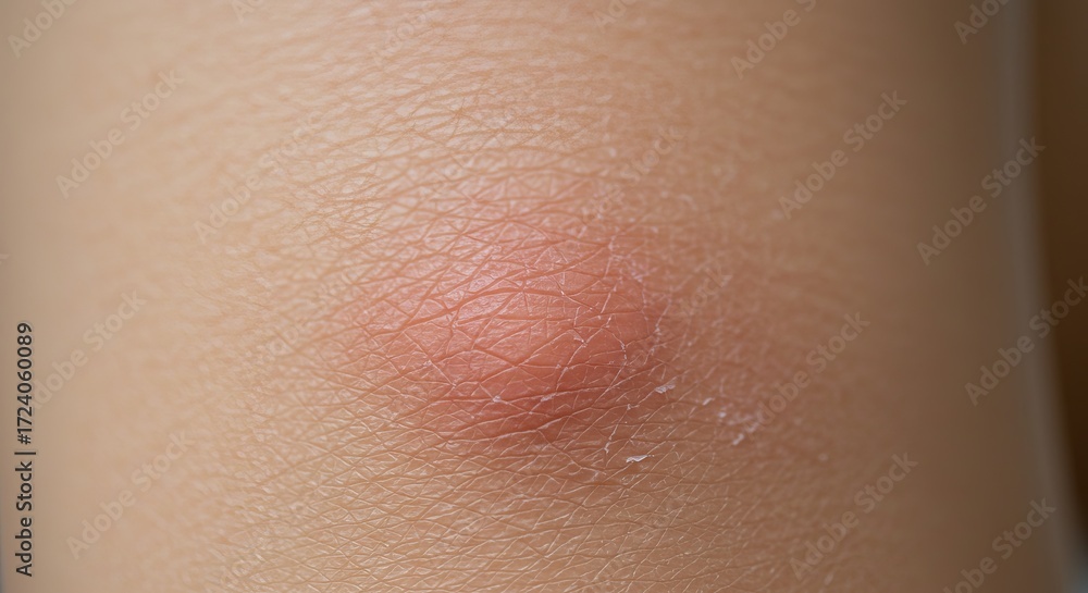 Fototapeta premium Extreme close up of irritated skin texture with redness and flaking surface