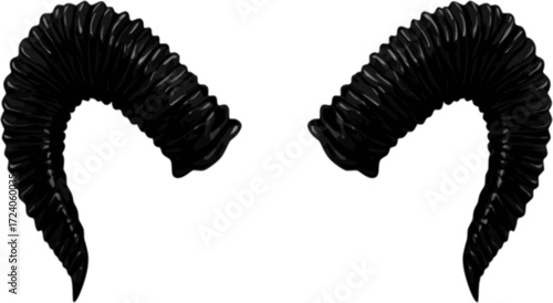Evil black horns, isolated on white background, perfect for Halloween costumes
