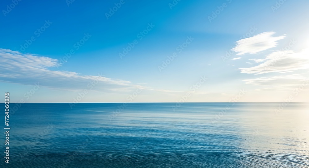 Fototapeta premium Serene Ocean Horizon Under a Clear Sky.