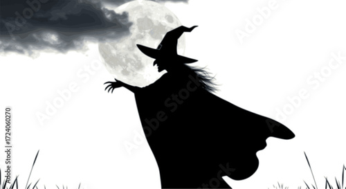 halloween whitch set silhoutte in white backraund
