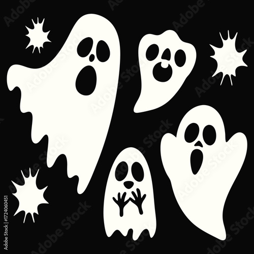 Spooky Minimalist Halloween Design on Black Background