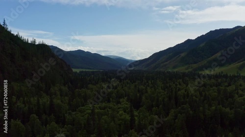 Aerial view of fields and mountains