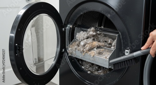 Cleaning dryer lint trap to prevent fire hazard and improve efficiency