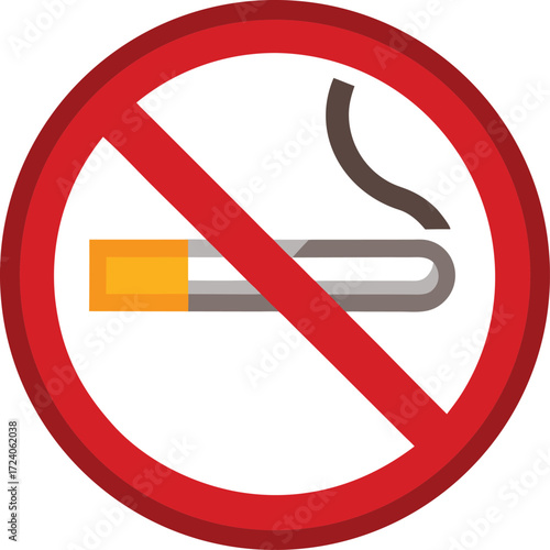 No Smoking Sign Outline Vector Icon for Public Places and Health Campaigns, Flat Vector Icon on White Background

