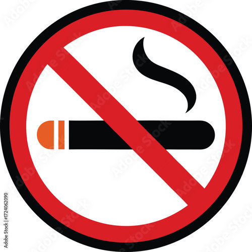No Smoking Sign Outline Vector Icon for Public Places and Health Campaigns, Flat Vector Icon on White Background

