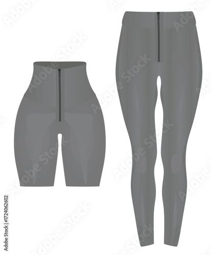 Grey woman leggings and shorts. vector illustration	