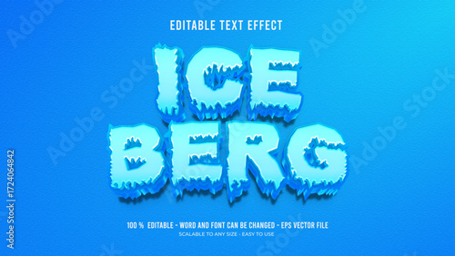 ice berg editable text effect 3d vector