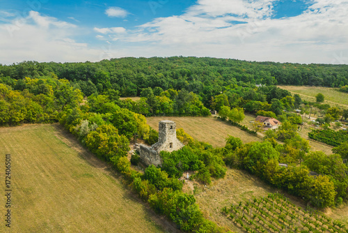 Church ruins near Lake Balaton in Hungary. Szent Balázs-templomrom.