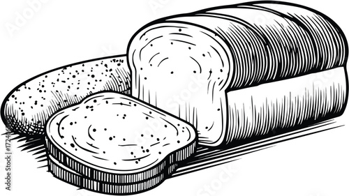Minimalist Black and White Bread Icon Vector for Creative Designs
