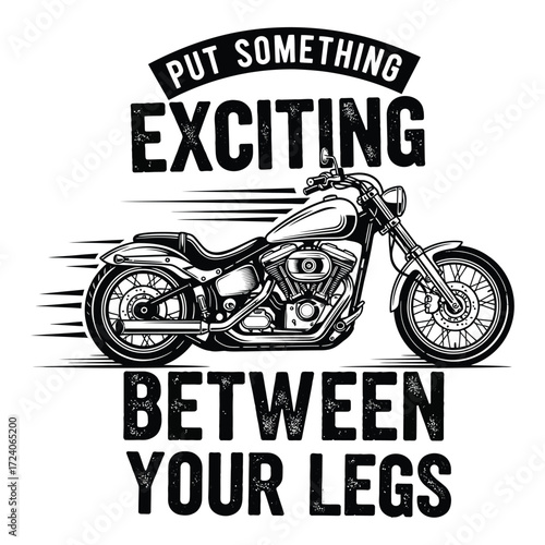 Vector art of a motorcycle with a funny quote isolated on white background