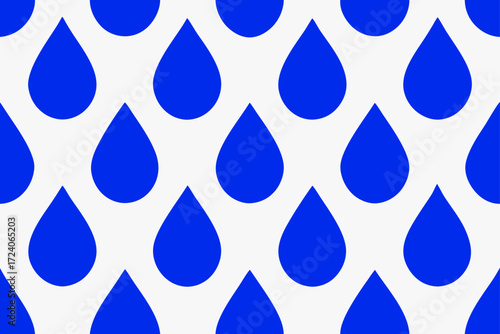 A pattern of blue water drops on white base