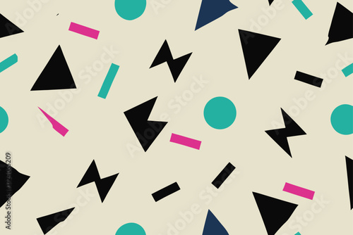 Geometric shapes scattered on background