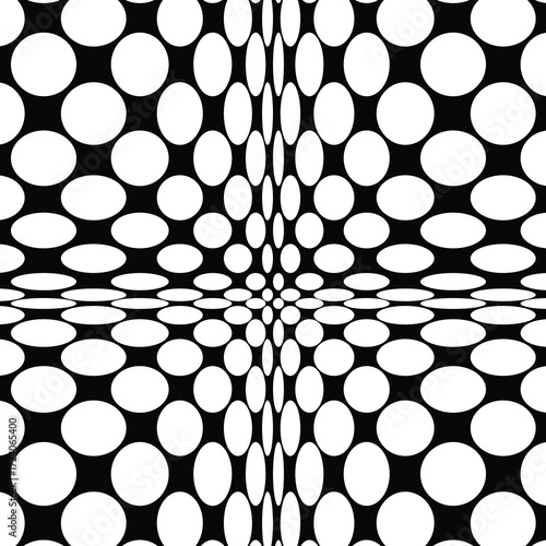 Op Art Circles Background Pattern Black White
