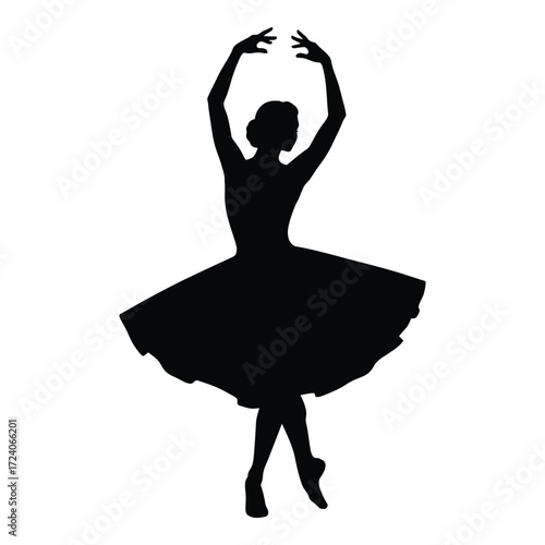 Vector art of a ballerina is dancing isolated on white background
