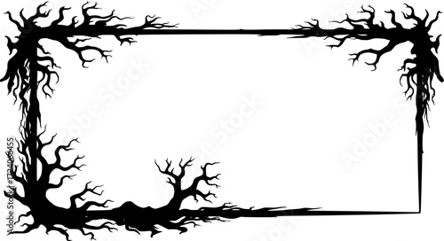 Frame with Haunted trees silhouette illustration art vector
