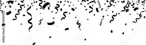 Falling black and white confetti isolated on transparent background. Festive background. Bright festive tinsel for you design. Vector EPS 10
