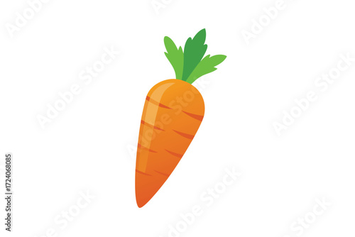 Vibrant orange carrot with green leaves represents healthy eating and fresh produce for all