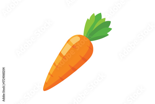 Fresh orange carrot with green leaves represents a healthy vegetable choice for diets