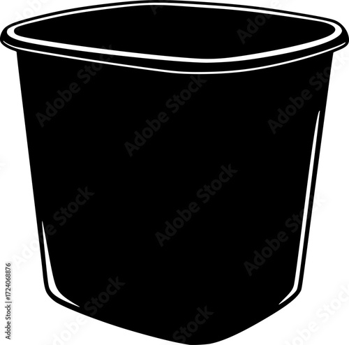 black and white silhouette of a laundry basket vector on a white background
