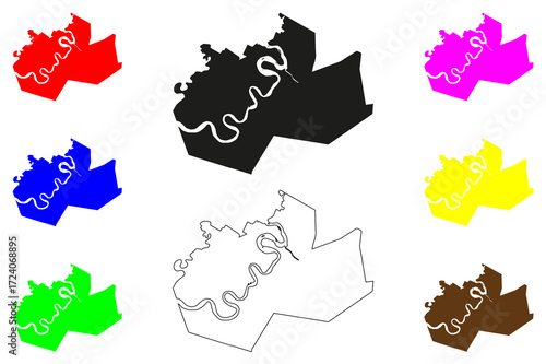 Teluk Intan city (Malaysia) map vector illustration, scribble sketch Bandar Teluk Intan map