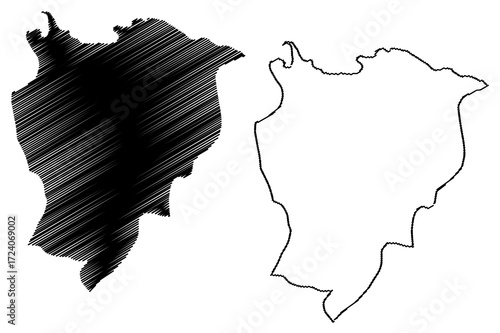 El Seibo Province (Dominican Republic, Hispaniola, Provinces of the Dominican Republic) map vector illustration, scribble sketch El Seybo map