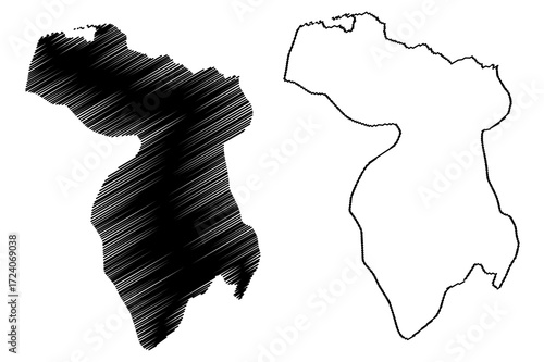 Hato Mayor Province (Dominican Republic, Hispaniola, Provinces of the Dominican Republic) map vector illustration, scribble sketch Hato Mayor map