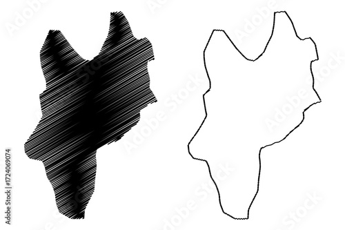 Hermanas Mirabal Province (Dominican Republic, Hispaniola, Provinces of the Dominican Republic) map vector illustration, scribble sketch Hermanas Mirabal map