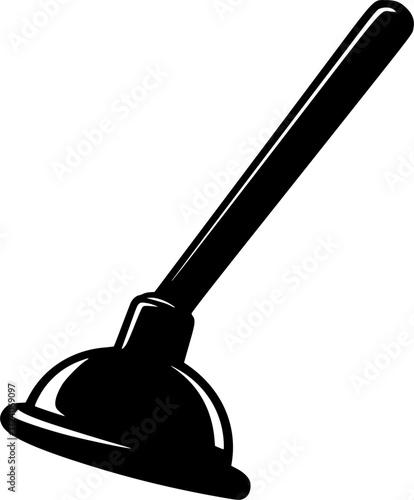 black and white silhouette of a Plunger vector on a white background
