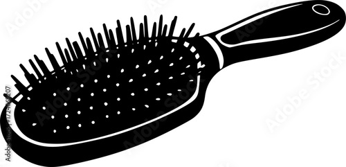 black and white silhouette of a Hairbrush vector on a white background
