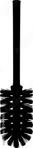 black and white silhouette of a toilet brush vector on a white background
