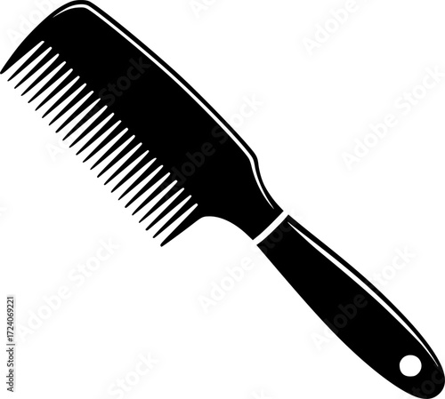 black and white silhouette of a Hairbrush vector on a white background
