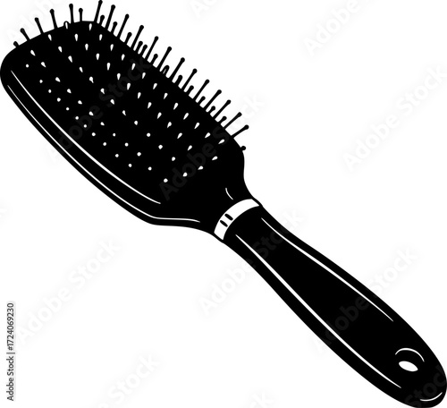 black and white silhouette of a Hairbrush vector on a white background
