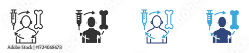 Bone Marrow Transplant icon set in outline and flat style, vector illustration . 