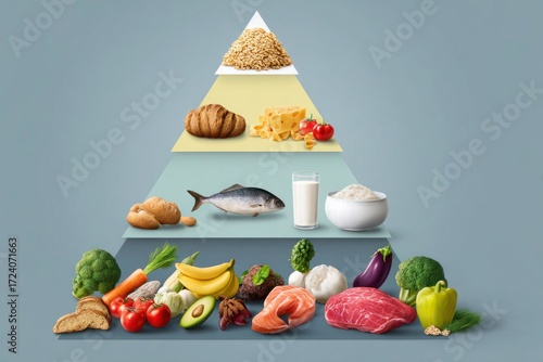 Healthy Food Guide Pyramid Illustration