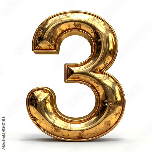 Gold 3D number three