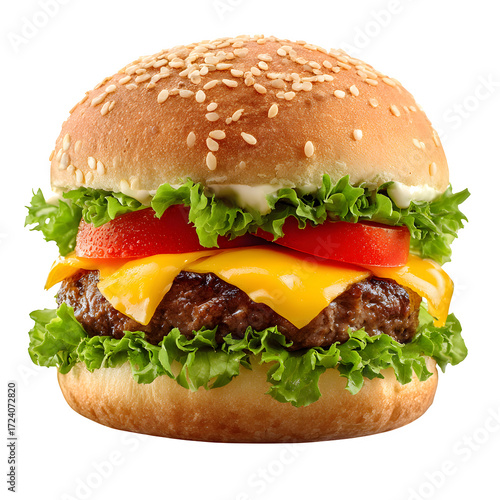 Classic Cheeseburger, isolated on transparent background