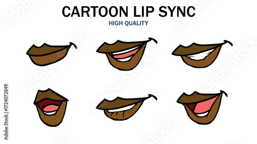 Lips Sync Set. Human lips Collection for lips Animation and synchronization. Sad, Smile, Angry, Laughing Mouth Vector Illustration.	
